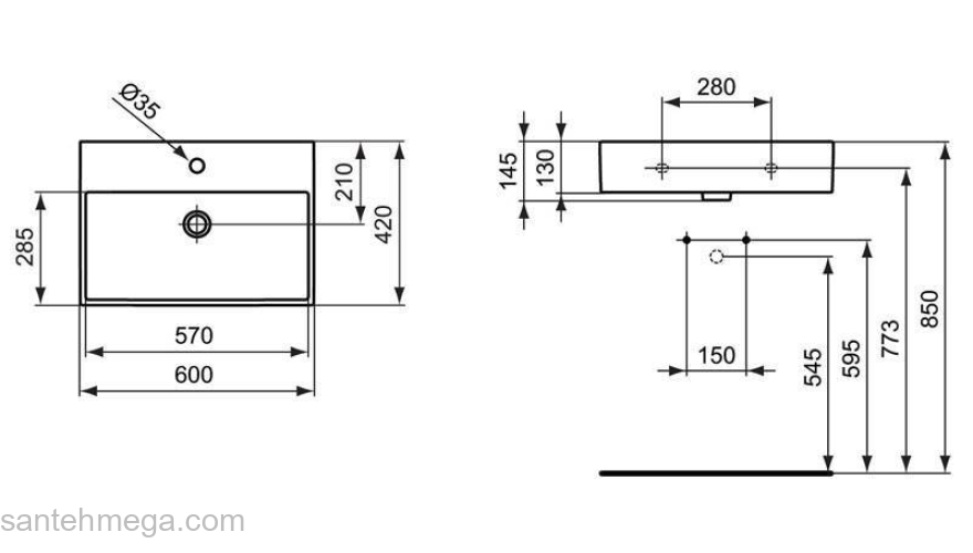 Раковина IDEAL STANDARD Strada 60х42 K077801. Фото