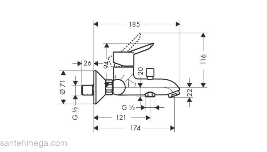 Смеситель для ванны HANSGROHE Focus S 31742000. Фото