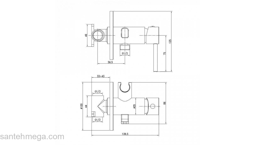 Встраиваемый смеситель с гигиеническим душем IDDIS 003SBR0i08. Фото