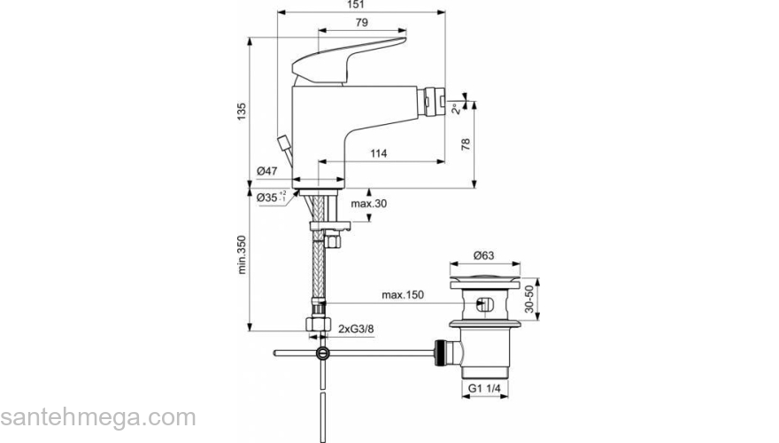 Смеситель для биде IDEAL STANDARD Ceraflex B1718AA. Фото