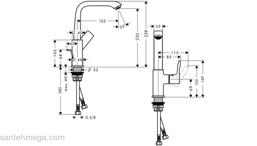 Смеситель для раковины Hansgrohe Metris 230 31087000. Фото