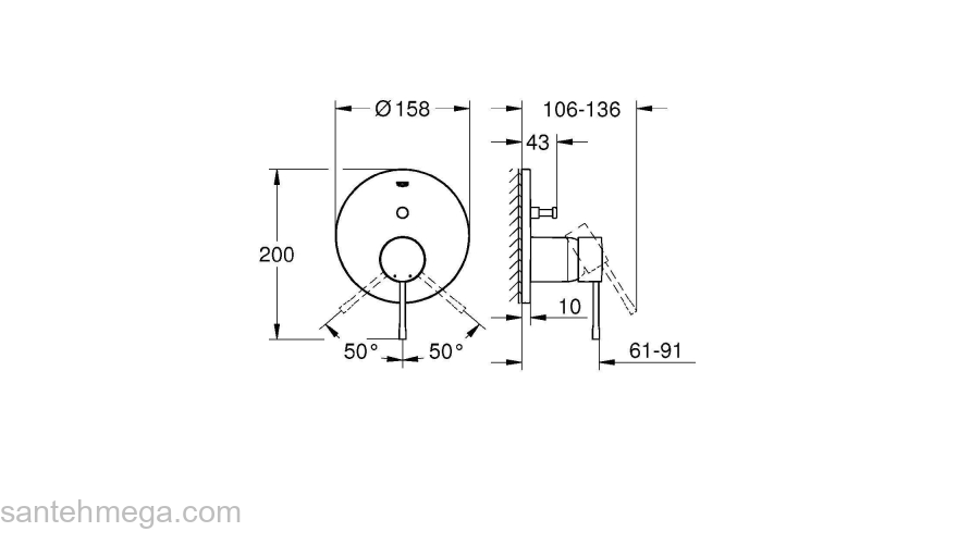 Смеситель для ванны GROHE 24058BE1 Essence, никель, глянец. Фото