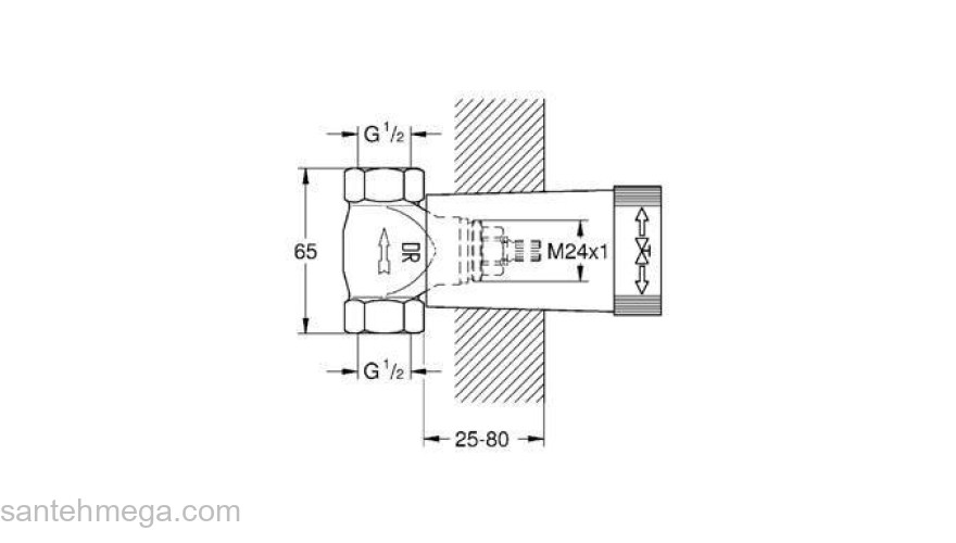 Механизм скрытого вентиля GROHE 29800000. Фото