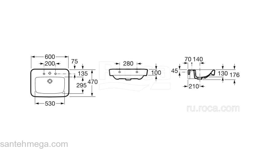Раковина подвесная ROCA Dama Senso Square 60х47 32751B000. Фото
