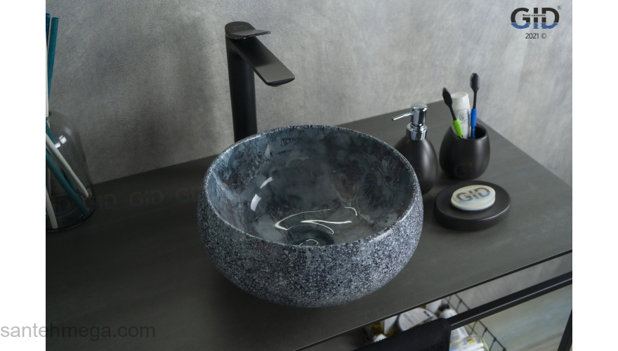 Раковина накладная GID Mnc481 31х31 54433 Под камень. Глянцевый. Фото