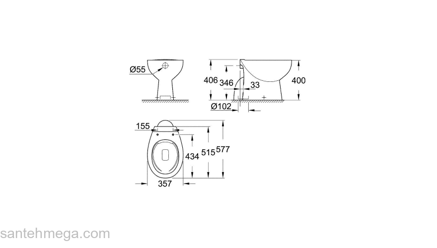 Унитаз напольный GROHE Bau Ceramic 39431000. Фото