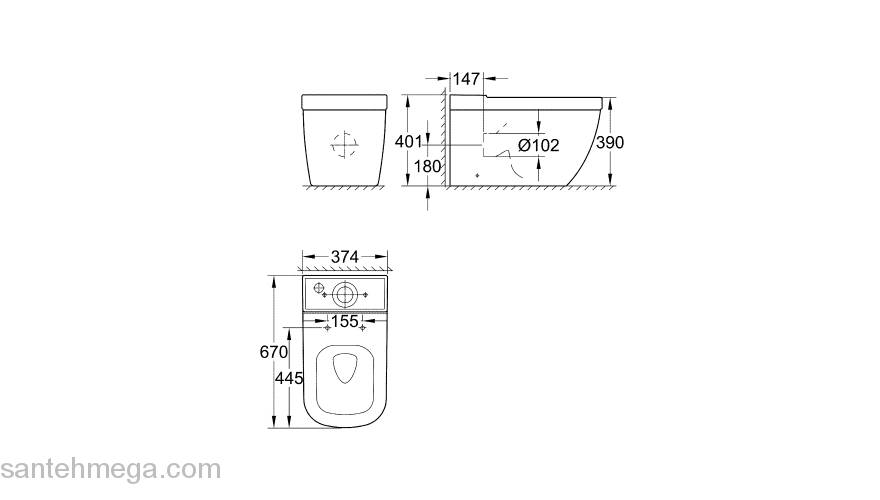 Унитаз приставной GROHE Euro Ceramic 3933800H. Фото