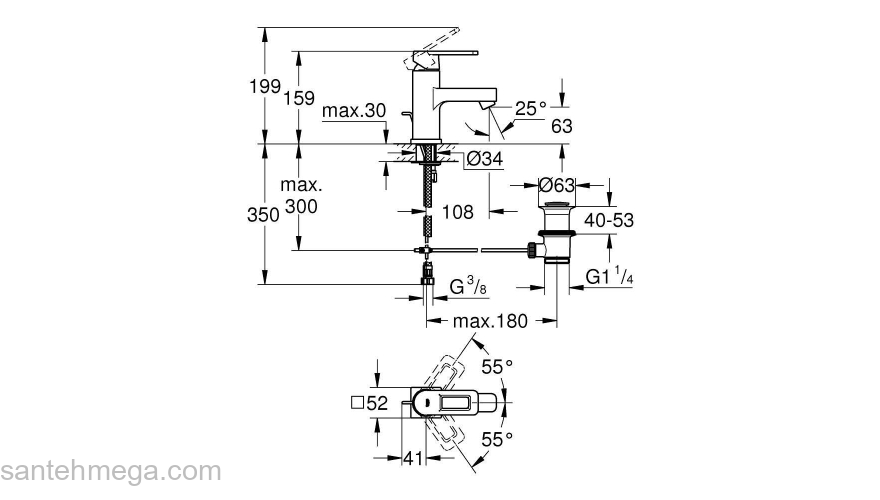 Смеситель для раковины GROHE Quadra 3263100E. Фото