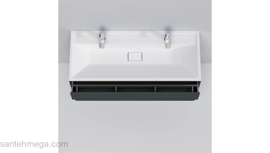 База под раковину подвесная 120 см, 3 ящика, графит матовый AM.PM Inspire 2.0 M50AFHX1203GM. Фото