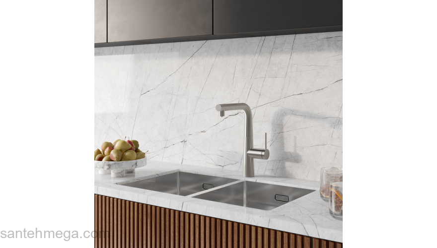 Смеситель для кухни с фильтром и выдвижным изливом сатин Pure IDDIS PURBNPFi05. Фото