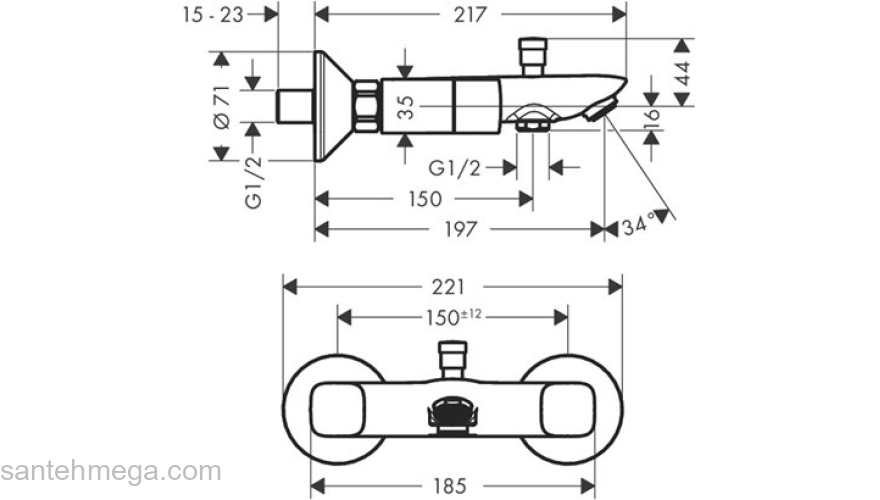 Смеситель для ванны Hansgrohe Logis 71243000. Фото