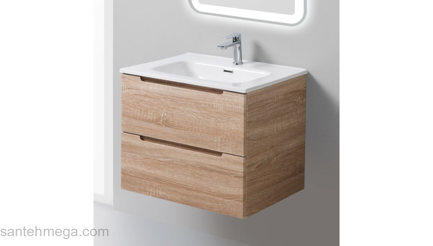 Тумба под раковину подвесная BELBAGNO ETNA-600-2C-SO-WO-P Rovere Bianco. Фото