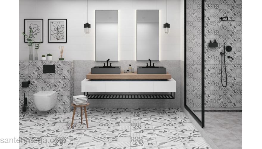 CERSANIT TES091D Плитка облицовочная Terrazzo 198х598 серый камушки. Фото