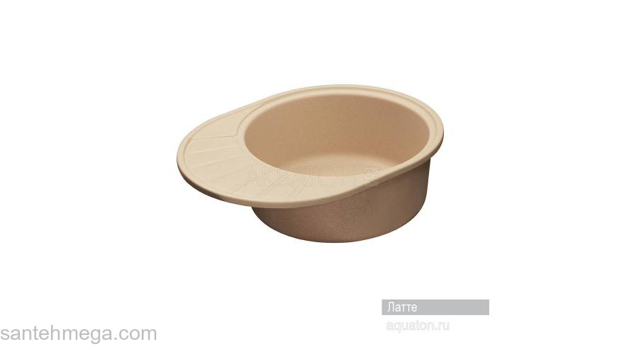 Мойка для кухни Акватон Чезана круглая с крылом латте 1A711232CS260. Фото