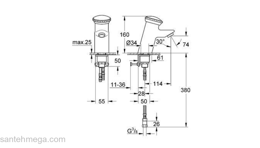 Смеситель для раковины GROHE Contromix Public 36110000. Фото