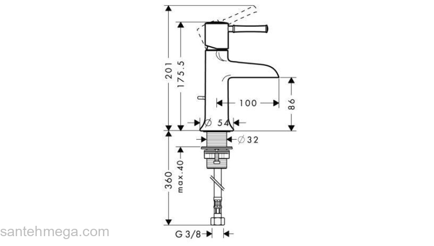 Смеситель для раковины Natural HANSGROHE Talis Classic 14127000. Фото