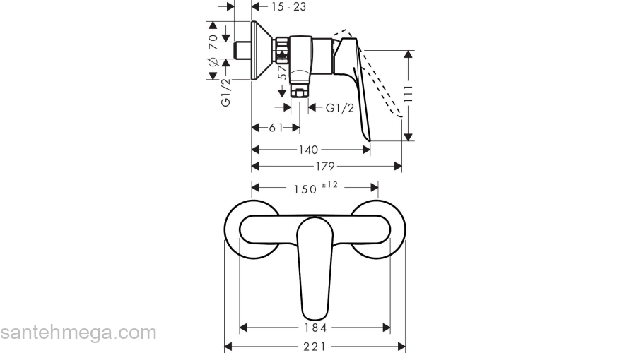 Смеситель для душа Hansgrohe Logis E 71602000. Фото