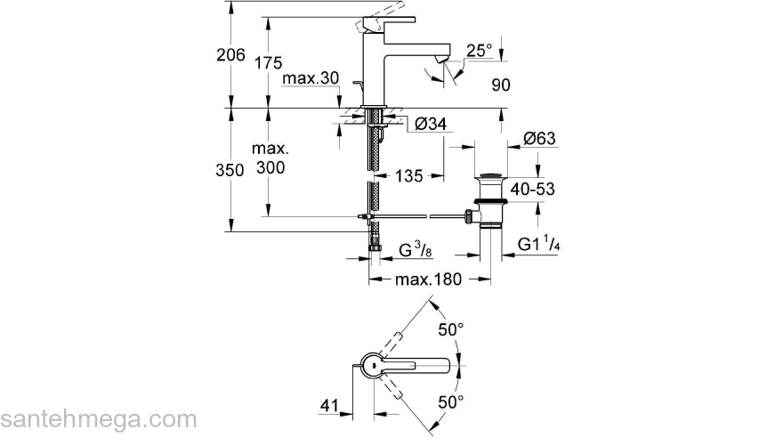 Смеситель для раковины GROHE Lineare 23443000. Фото