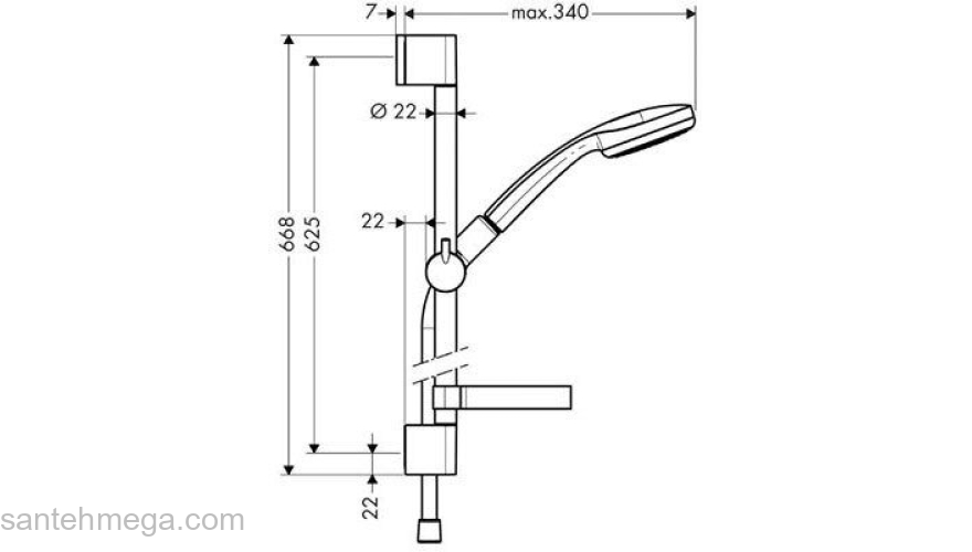 Душевой гарнитур Hansgrohe Croma 100 1jet/Unica 65cm 27717000. Фото