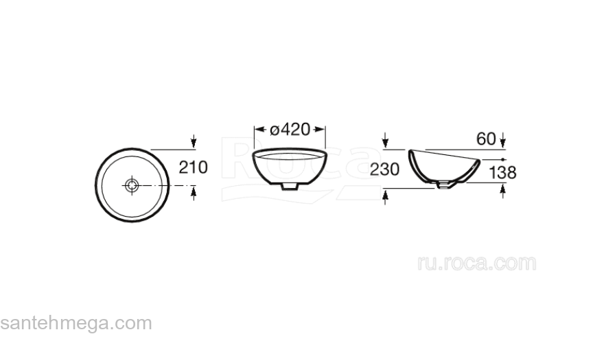 Раковина накладная ROCA Bol 42х42 32787600N. Фото