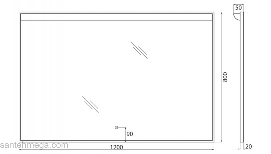 Зеркало с подсветкой BELBAGNO SPC-UNO-1200-800-TCH. Фото