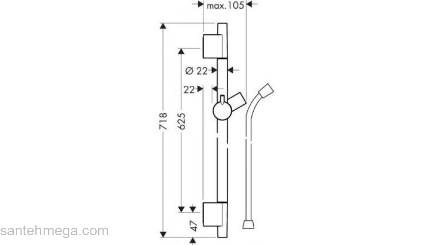 Штанга для душа Hansgrohe Unica S Puro 28632140. Фото