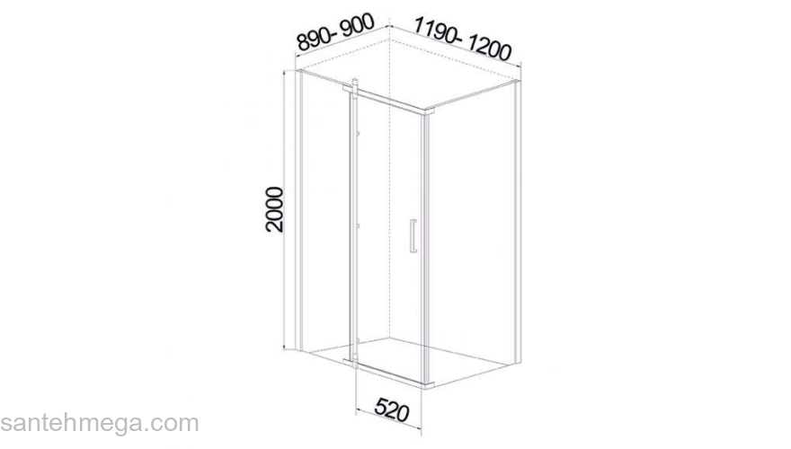 Душевое ограждение MIRSANT Smart Square 120х90. Фото
