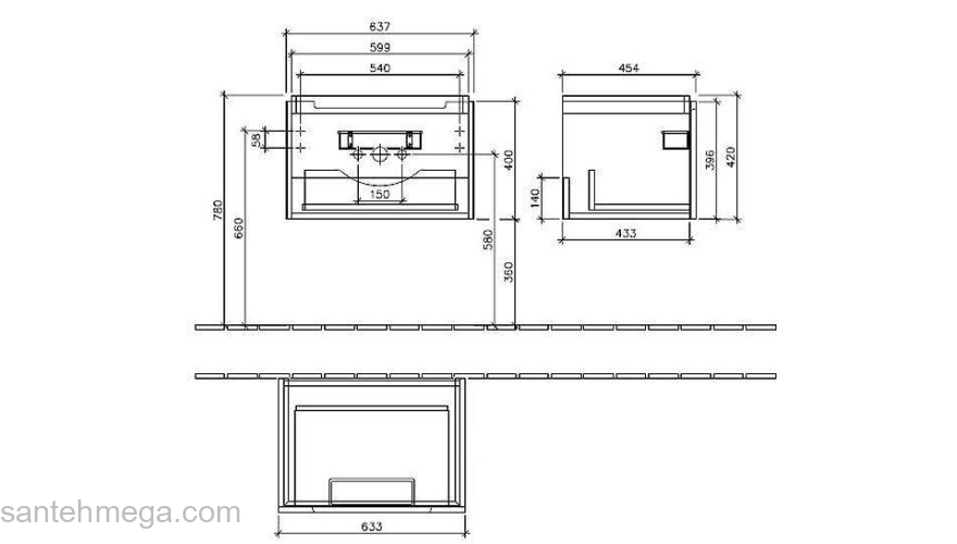 Тумба под раковину Villeroy&Boch SUBWAY 2.0 A688 00DH. Фото