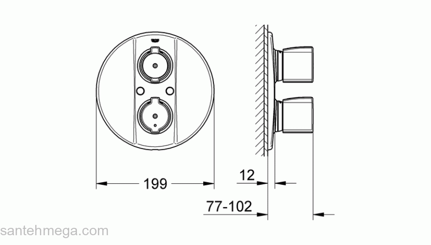 Смеситель термостатический для душа GROHE Grohtherm 2000 Special 19417000 (внешняя часть). Фото