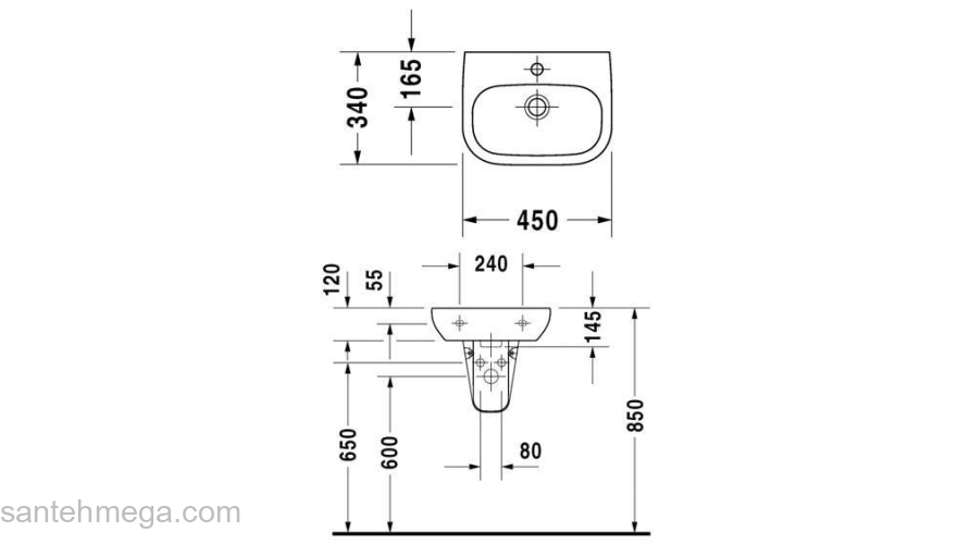 Раковина DURAVIT D-CODE 45х34 07054500002. Фото