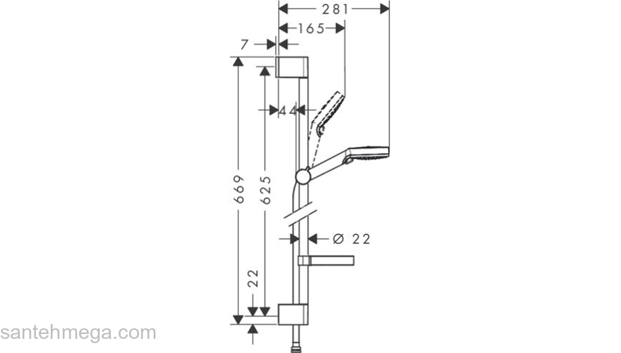 Душевой гарнитур Hansgrohe Crometta Vario 65см 26553400. Фото