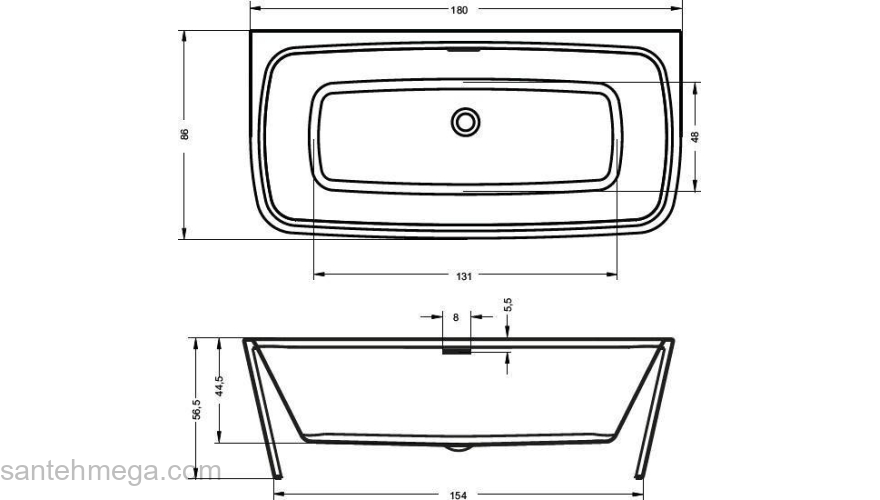 Акриловая ванна RIHO Adore FS BD0400500000000. Фото