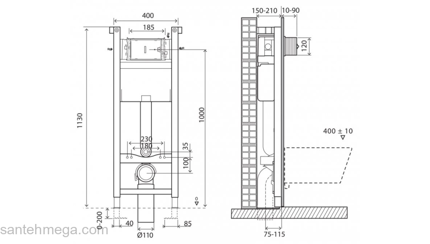 Инсталляция для подвесного унитаза BelBagno BB004-40 EXPERT. Фото