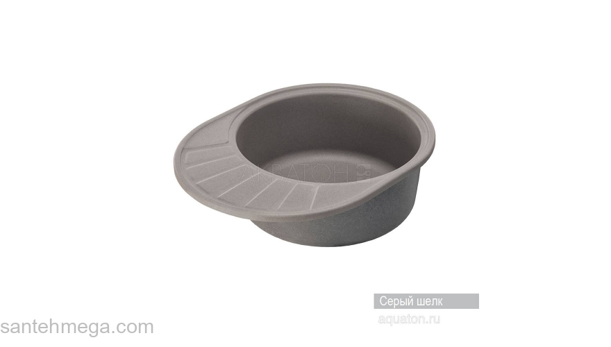 Мойка для кухни Акватон Чезана круглая с крылом серый шелк 1A711232CS250. Фото