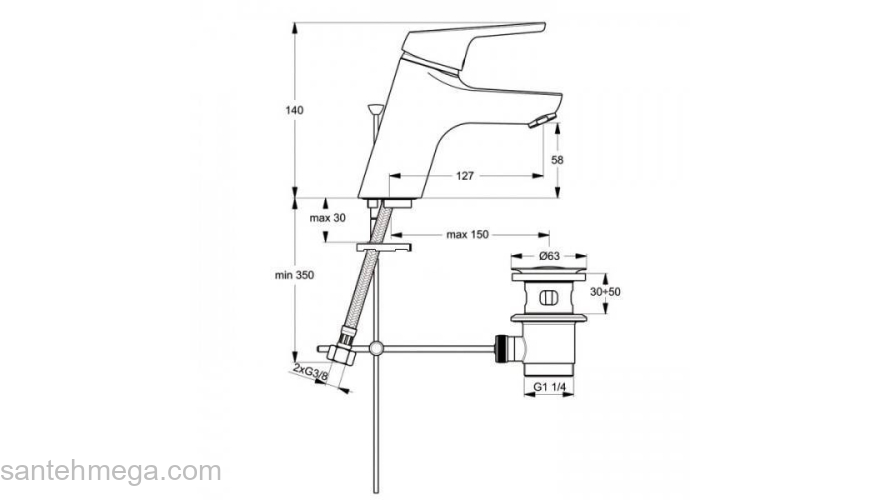 Смеситель для раковины IDEAL STANDARD Cerasprint 2012 B9560AA. Фото