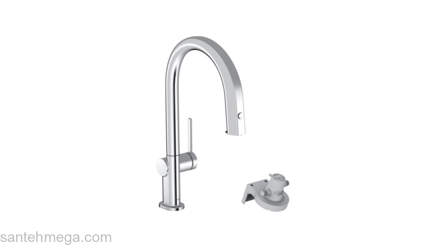 Cмеситель для кухни с вытяжным изливом Hansgrohe Aqittura M91 210 1j с подключением к фильтру питьевой воды 76803000. Фото