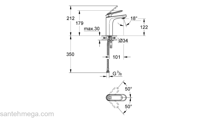 Смеситель для раковины GROHE Veris 23065000. Фото