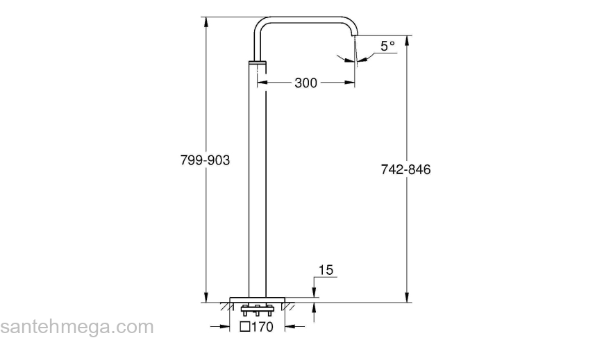 GROHE 13218000 Allure Излив для ванны, напольный монтаж, комплект верхней монтажной части для 45 984 000. Фото