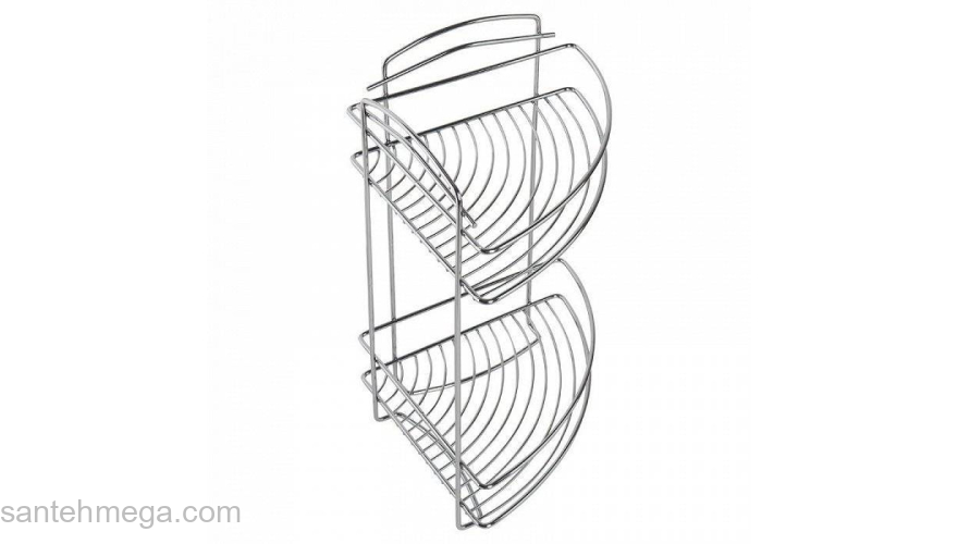 Полка двухъярусная угловая проволока стальная 09 Milardo 209WC20M44 для ванной комнаты. Фото