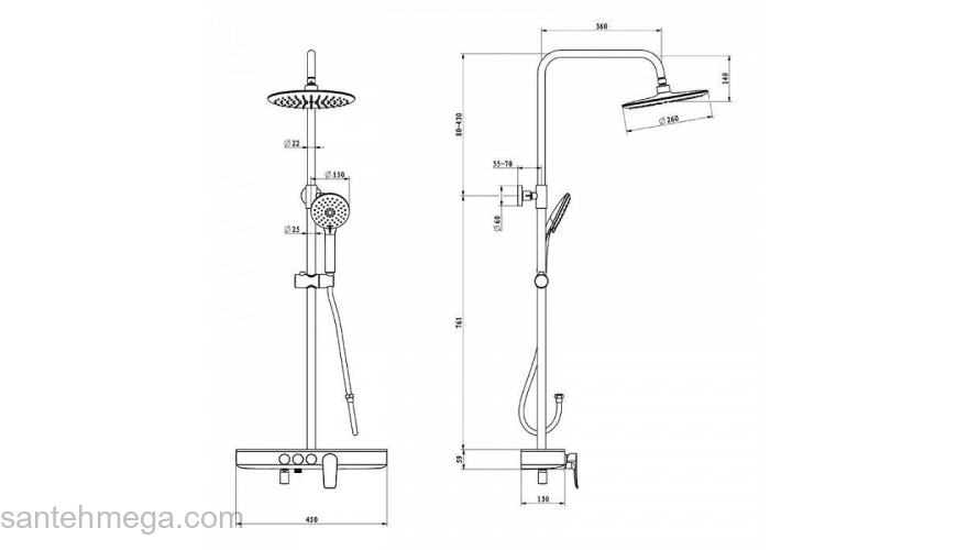 Смеситель для ванны с верхним душем Shelfy IDDIS SHESB3Fi06. Фото