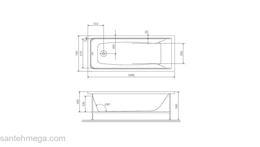 Каркас для ванны 150х70 см AM.PM Gem W90A-150-070W-R. Фото