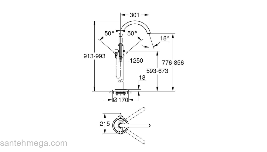 Смеситель для ванны GROHE Atrio С 32653002. Фото