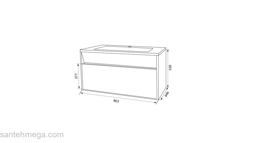 Тумба с умывальником подвесная с ящиком белая 100 см Esper IDDIS ESP10W0i95K. Фото