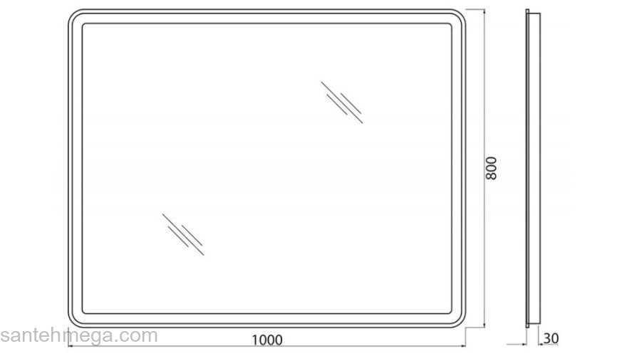 Зеркало с встроенным светильником и кнопочным выключателем BELBAGNO SPC-MAR-1000-800-LED-BTN. Фото