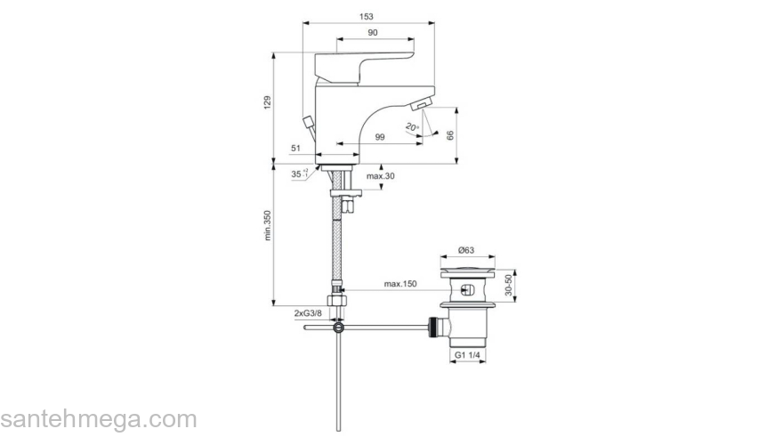 Смеситель для раковины IDEAL STANDARD Ceraplan III B0700AA. Фото