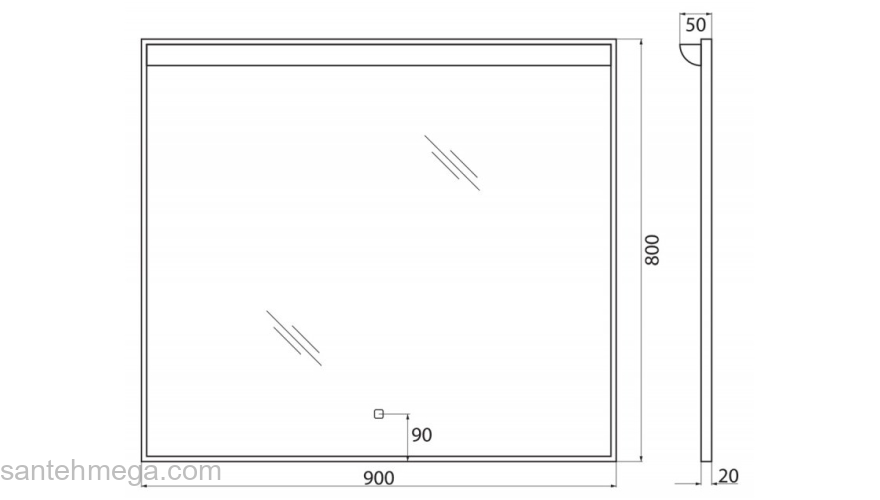 Зеркало с подсветкой BELBAGNO SPC-UNO-900-800-TCH. Фото