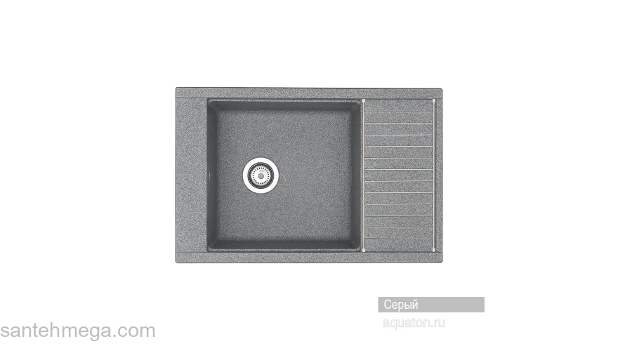 Мойка для кухни Акватон Делия 78 прямоугольная с крылом серая 1A715132DE230. Фото