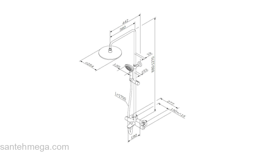 Душевая система ShowerSpot с термостатом AM.PM Spirit 2.0 F0770A510. Фото