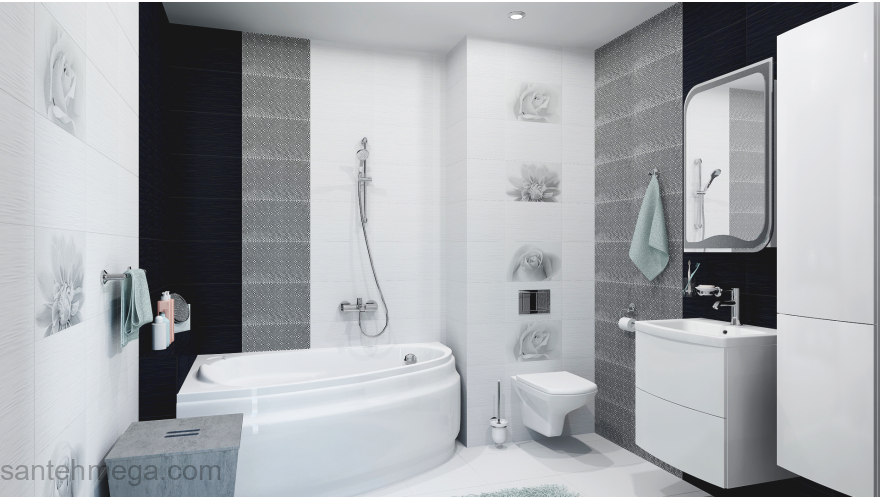 Unitile 010301001884 Декор Камелия 250х400 чёрный 01