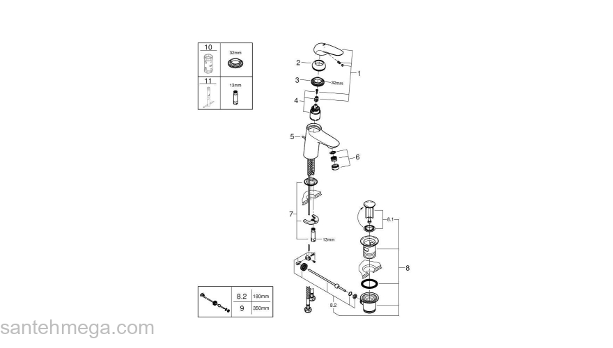 GROHE 23707LS3 Eurostyle 2015 Solid Смеситель для раковины со сливным гарнитуром, S-Size. Фото